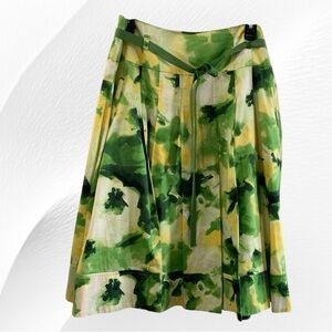 Jones New York, Green and Yellow Watercolor Cotton Full Skirt Size 10